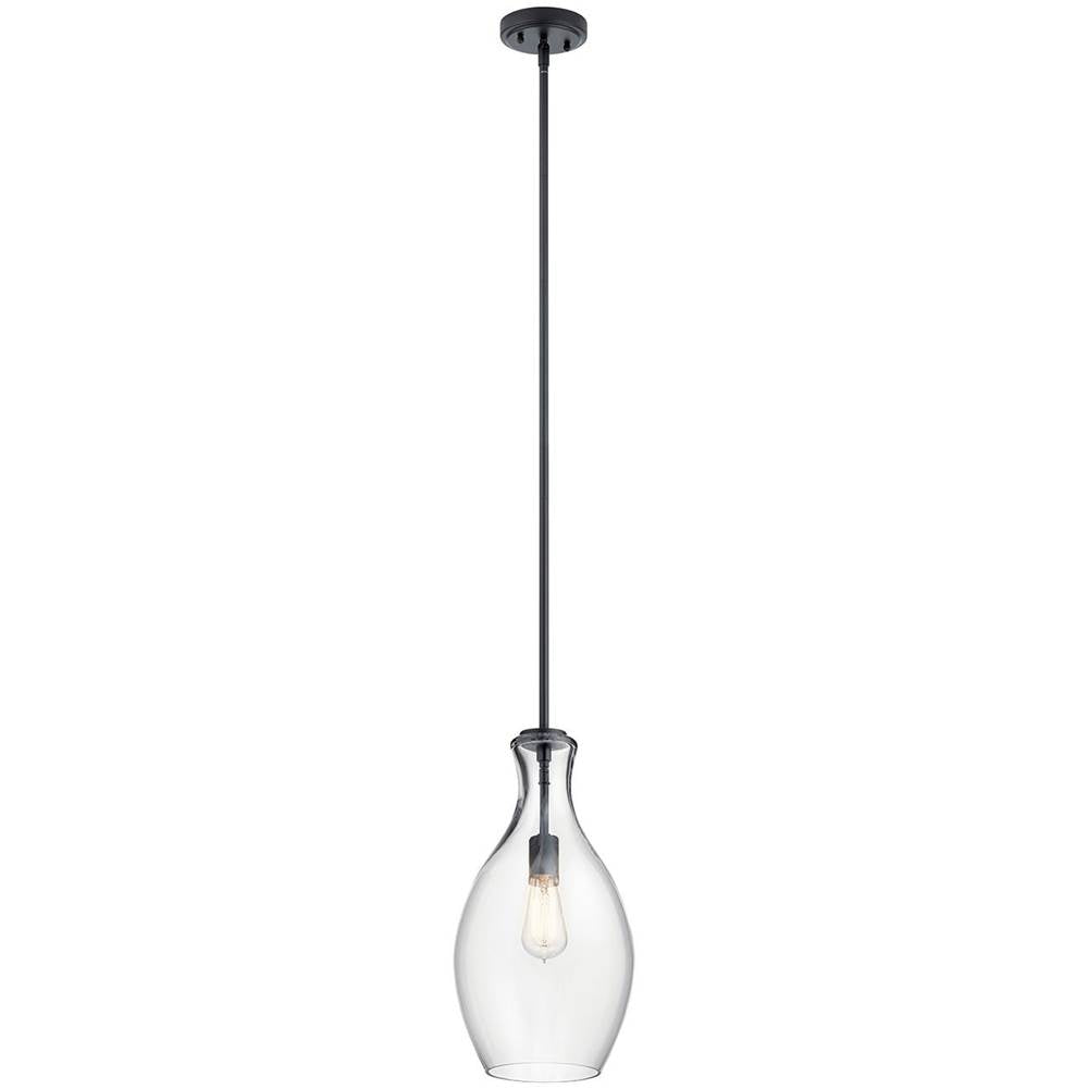 KICHLER 42047BK Everly 17.75" 1 Light Hour Glass Pendant Clear Glass Black