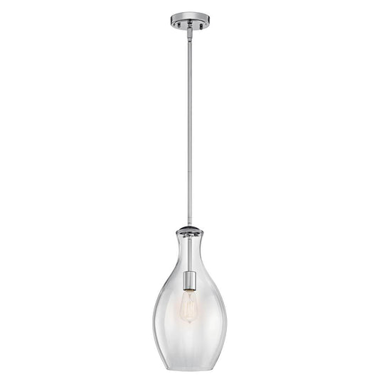 KICHLER 42047CH Everly 17.75" 1 Light Hour Glass Pendant Clear Glass Chrome