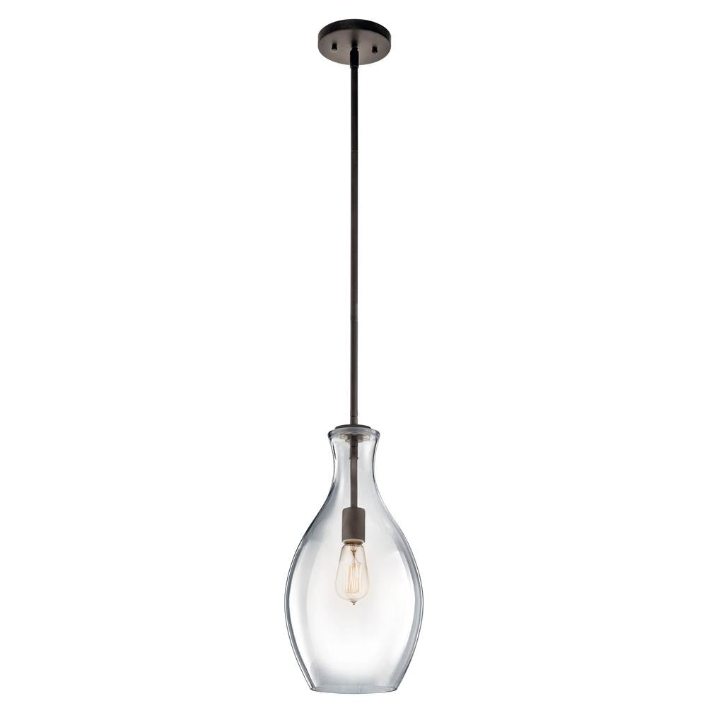KICHLER 42047OZ Everly 17.75" 1 Light Hour Glass Pendant Clear Glass Olde Bronze