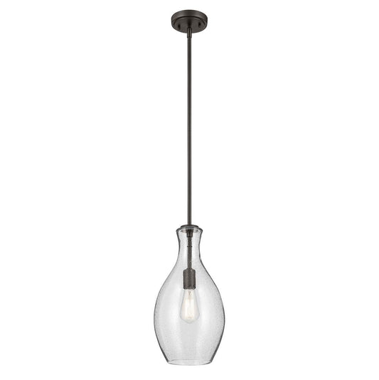 KICHLER 42047OZCS Everly 17.75" 1-Light Bell Pendant with Clear Seeded Glass in Olde Bronze
