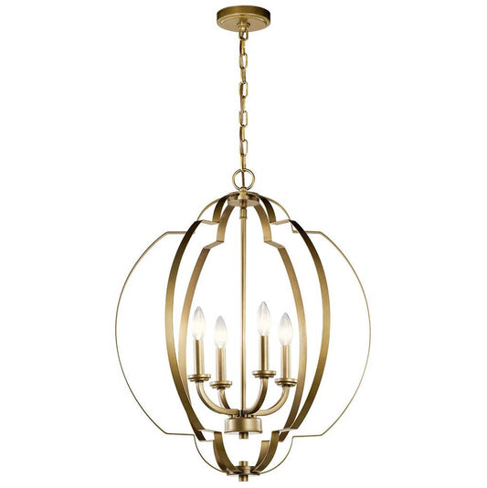 KICHLER 42138NBR Voleta 26.25" 4 Light Foyer Pendant Natural Brass