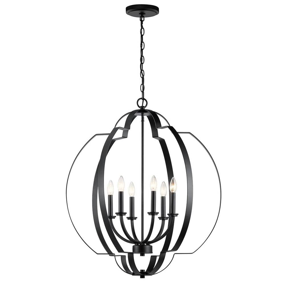 KICHLER 42139BK Voleta 27.75" 6 Light Foyer Chandelier Black