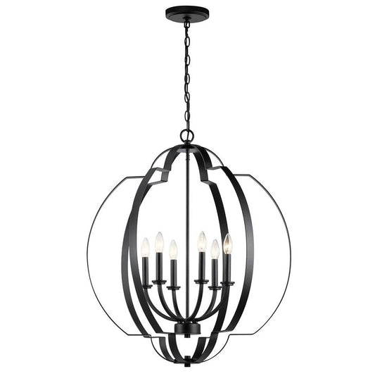 KICHLER 42139BK Voleta 27.75" 6 Light Foyer Chandelier Black