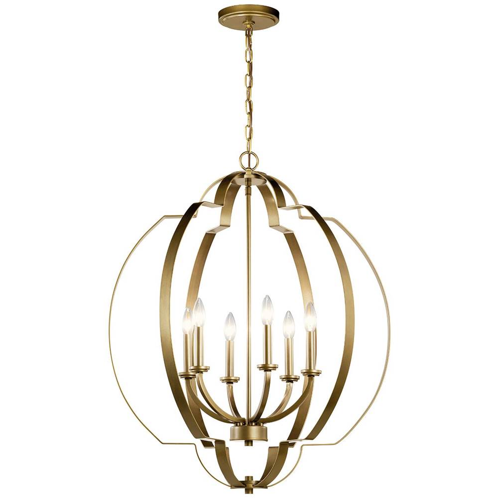 KICHLER 42139NBR Voleta 27.75" 6 Light Foyer Chandelier Natural Brass