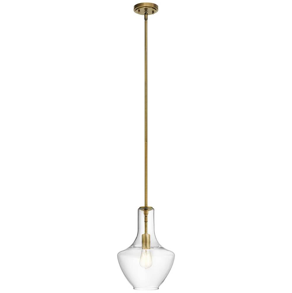 KICHLER 42141NBR Everly 15.25" 1 Light Bell Pendant Clear Glass Natural Brass