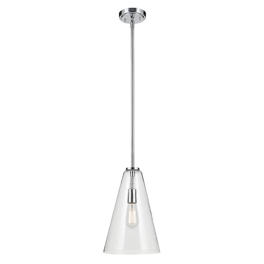 KICHLER 42199CH Everly 15.25" 1-Light Cone Pendant with Clear Glass in Chrome