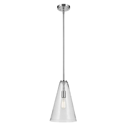 KICHLER 42199CHCS Everly 15.25" 1-Light Cone Pendant with Clear Seeded Glass in Chrome