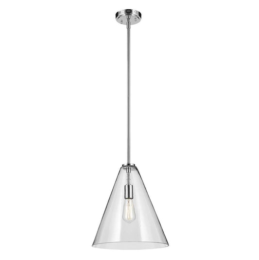 KICHLER 42200CH Everly 15.5" 1-Light Cone Pendant with Clear Glass in Chrome