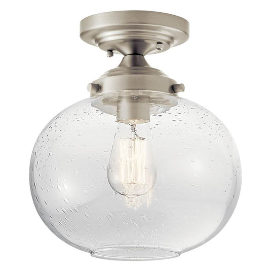 KICHLER 42296NI Avery 9.75" 1 Light Semi Flush with Clear Seeded Glass Brushed Nickel