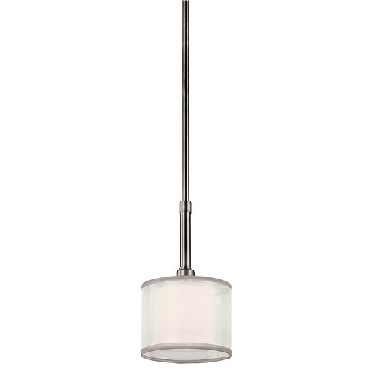 KICHLER 42384AP Lacey 10.25" 1 Light Mini Pendant with Satin Etched Cased Opal Inner Diffusers and White Translucent Organza Outer Shade in Antique Pewter