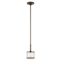 KICHLER 42384MIZ Lacey 10.25" 1 Light Mini Pendant with Satin Etched Cased Opal Inner Diffusers and Light Umber Translucent Organza Outer Shade in Mission Bronze