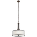 KICHLER 42385MIZ Lacey 23.5" 4 Light Pendant with Satin Etched Cased Opal Inner Diffusers and Light Umber Translucent Organza Outer Shade in Mission Bronze