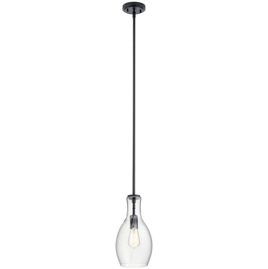 KICHLER 42456BK Everly 13.75" 1 Light Hour Glass Pendant Clear Black