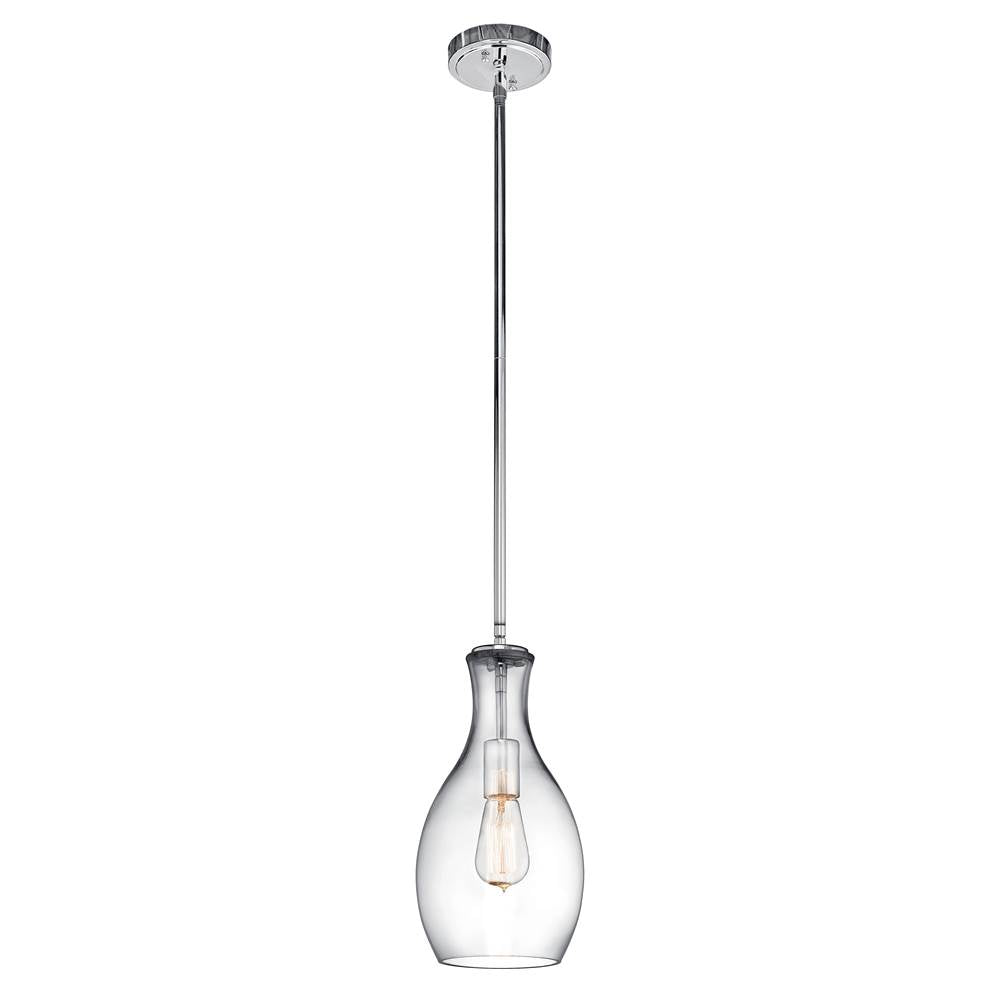 KICHLER 42456CHCLR Everly 13.75" 1 Light Hour Glass Pendant Clear Glass Chrome
