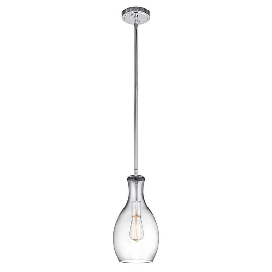 KICHLER 42456CHCLR Everly 13.75" 1 Light Hour Glass Pendant Clear Glass Chrome