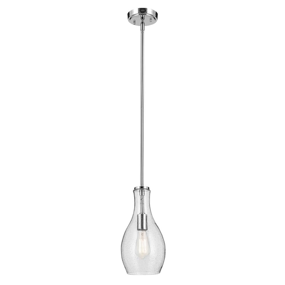 KICHLER 42456CHCS Everly 13.75" 1-Light Bell Pendant with Clear Seeded Glass in Chrome