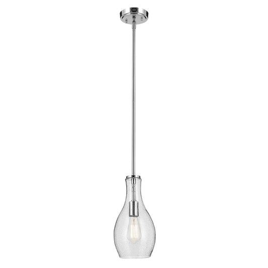 KICHLER 42456CHCS Everly 13.75" 1-Light Bell Pendant with Clear Seeded Glass in Chrome