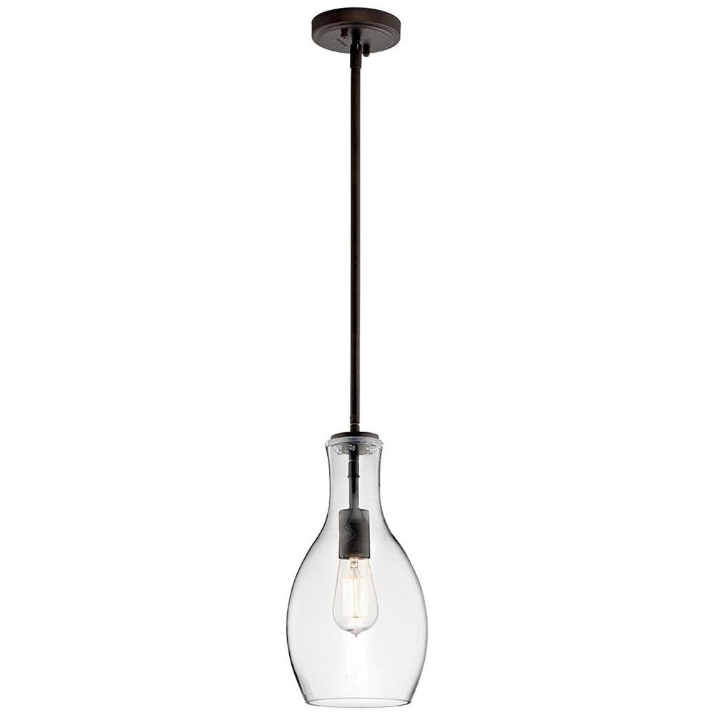 KICHLER 42456OZCLR Everly 13.75" 1 Light Hour Glass Pendant Clear Glass Olde Bronze