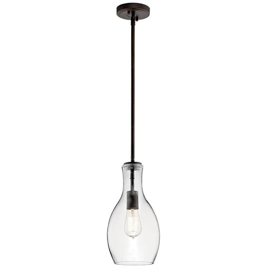 KICHLER 42456OZCLR Everly 13.75" 1 Light Hour Glass Pendant Clear Glass Olde Bronze