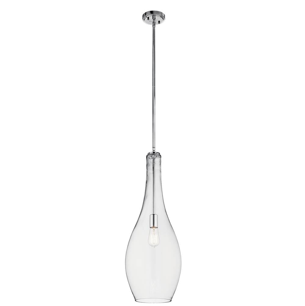 KICHLER 42475CHCLR Everly 29.5" 1 Light Teardrop Pendant Clear Glass Chrome