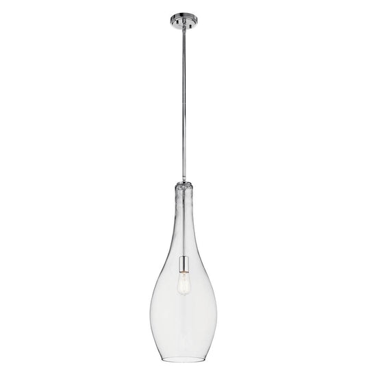 KICHLER 42475CHCLR Everly 29.5" 1 Light Teardrop Pendant Clear Glass Chrome