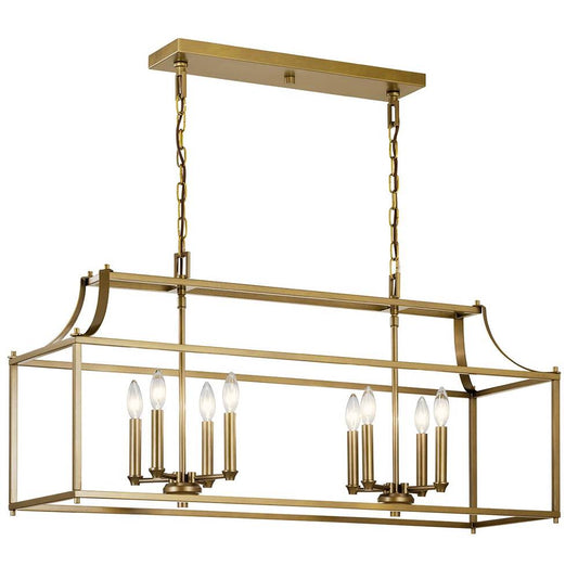 KICHLER 42497NBR Morrigan 40" 8 Light Linear Chandelier Natural Brass