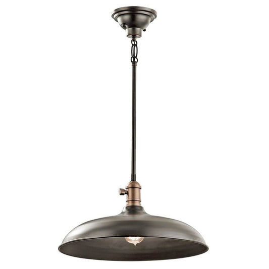 KICHLER 42585OZ Cobson 8" 1 Light Convertible Pendant or Semi Flush Olde Bronze with Natural Brass Accents