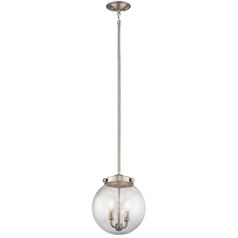 KICHLER 42588NI Holbrook 12" 2 Light Mini Pendant with Clear Seeded Glass in Brushed Nickel