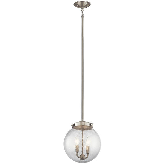 KICHLER 42588NI Holbrook 12" 2 Light Mini Pendant with Clear Seeded Glass in Brushed Nickel