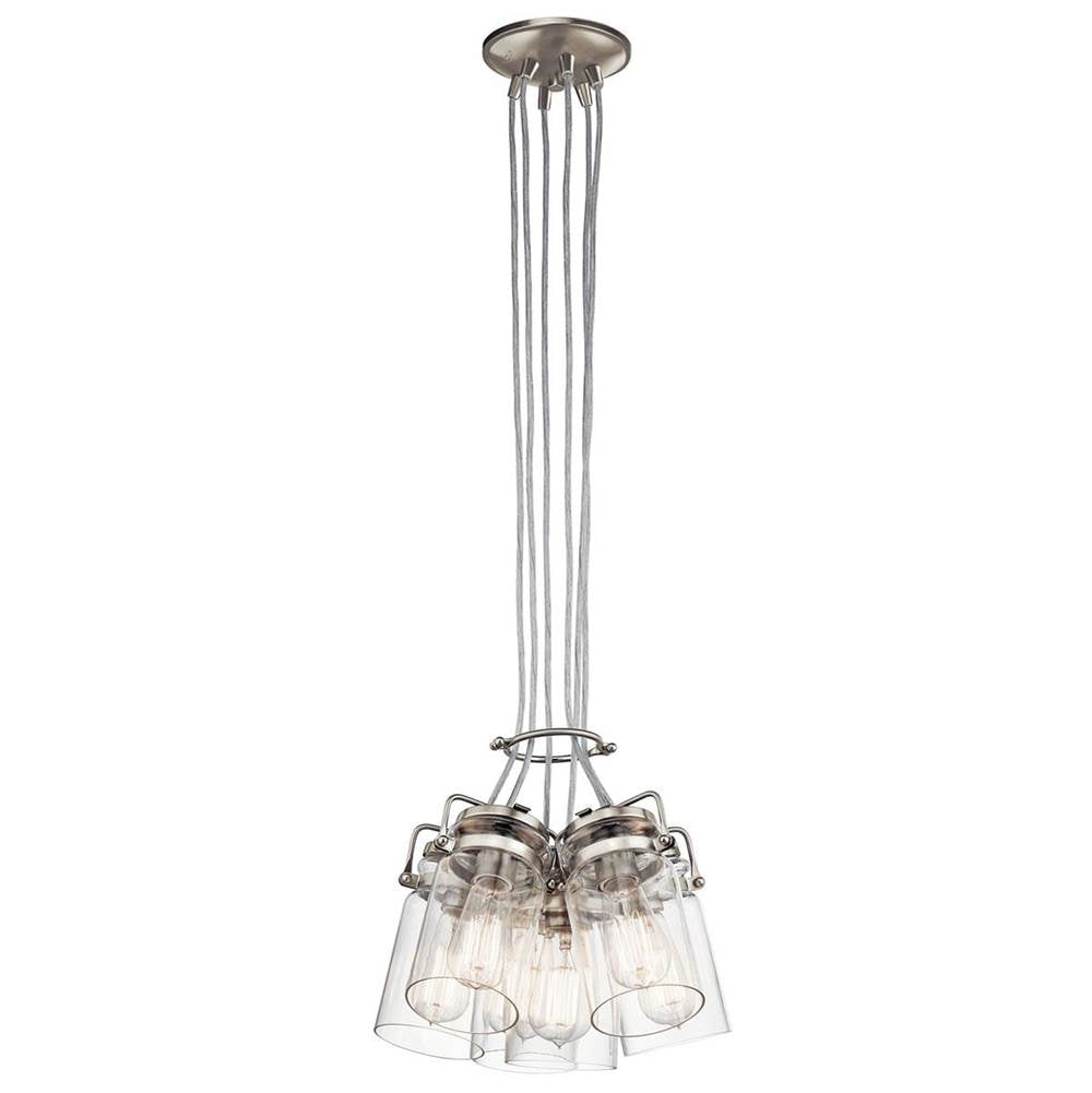 KICHLER 42877NI Brinley 7.75" 6 Light Pendant with Clear Glass Brushed Nickel