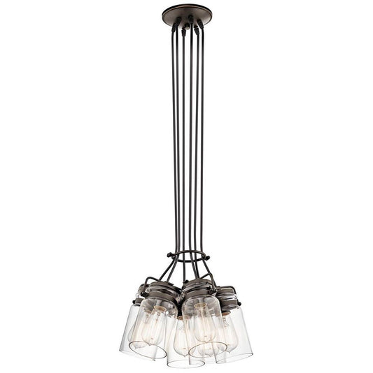 KICHLER 42877OZ Brinley 7.75" 6 Light Pendant with Clear Glass Olde Bronze