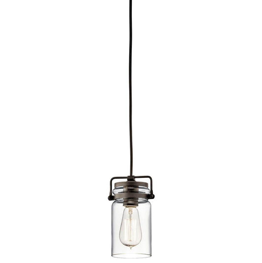 KICHLER 42878OZ Brinley 7.75" 1 Light Mini Pendant with Clear Glass Olde Bronze