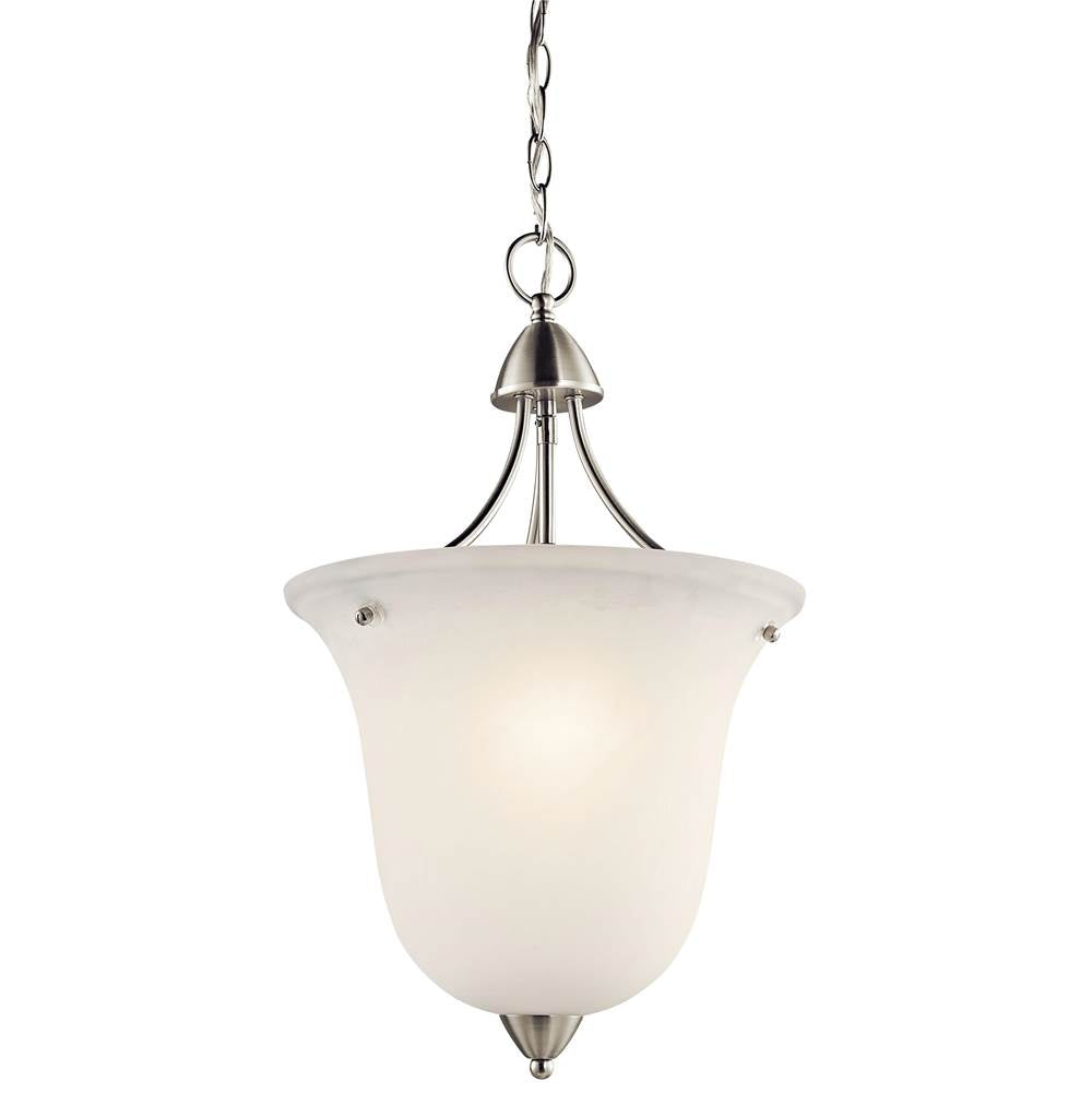 KICHLER 42882NI Nicholson 21.25" 1 Light Small Foyer Pendant with Satin Etched Glass in Brushed Nickel