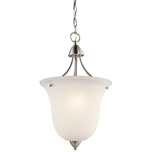 KICHLER 42882NI Nicholson 21.25" 1 Light Small Foyer Pendant with Satin Etched Glass in Brushed Nickel