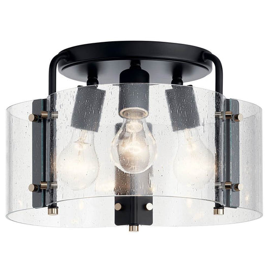 KICHLER 42954BK Thoreau 14" 3 Light Semi Flush Black