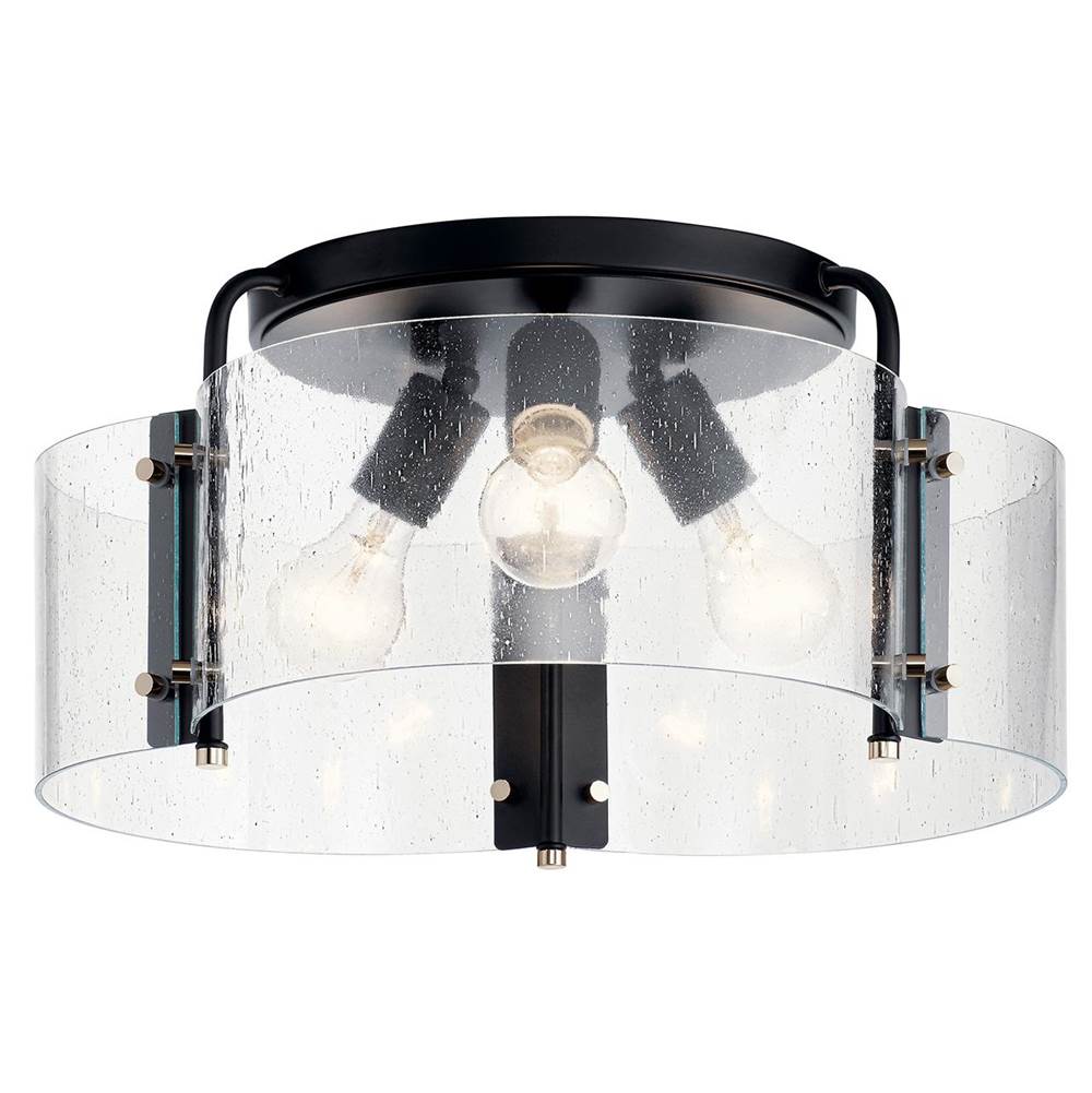 KICHLER 42955BK Thoreau 18" 3 Light Semi Flush Black