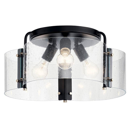 KICHLER 42955BK Thoreau 18" 3 Light Semi Flush Black