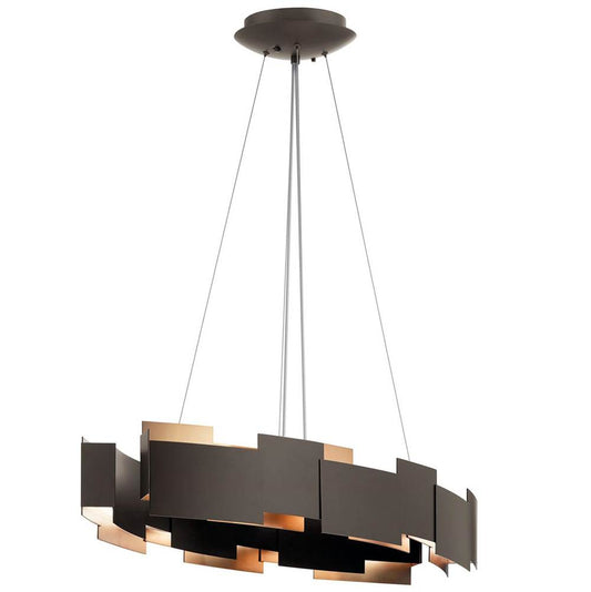 KICHLER 42993OZLED Moderne 16.25 inch LED Oval Chandelier/Pendant in Olde Bronze