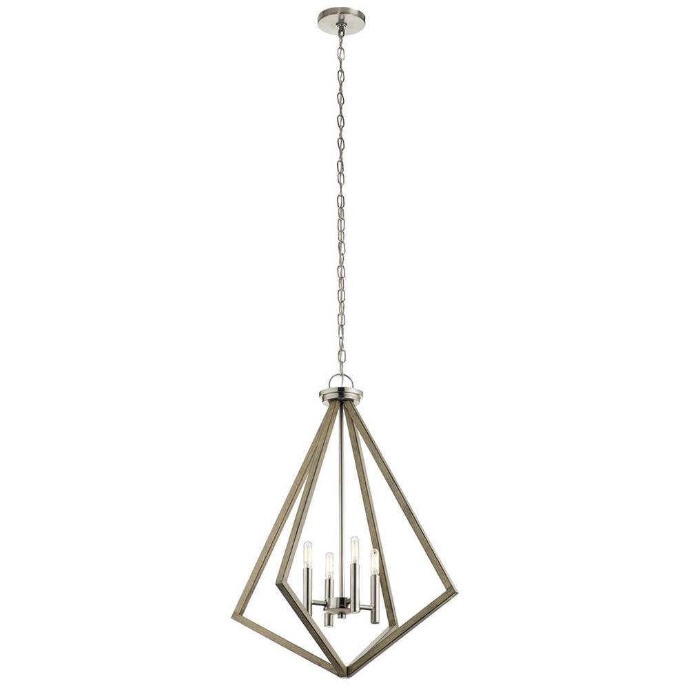 KICHLER 43034DAG Deryn 24.25" 4 Light Chandelier Distressed Antique Grey