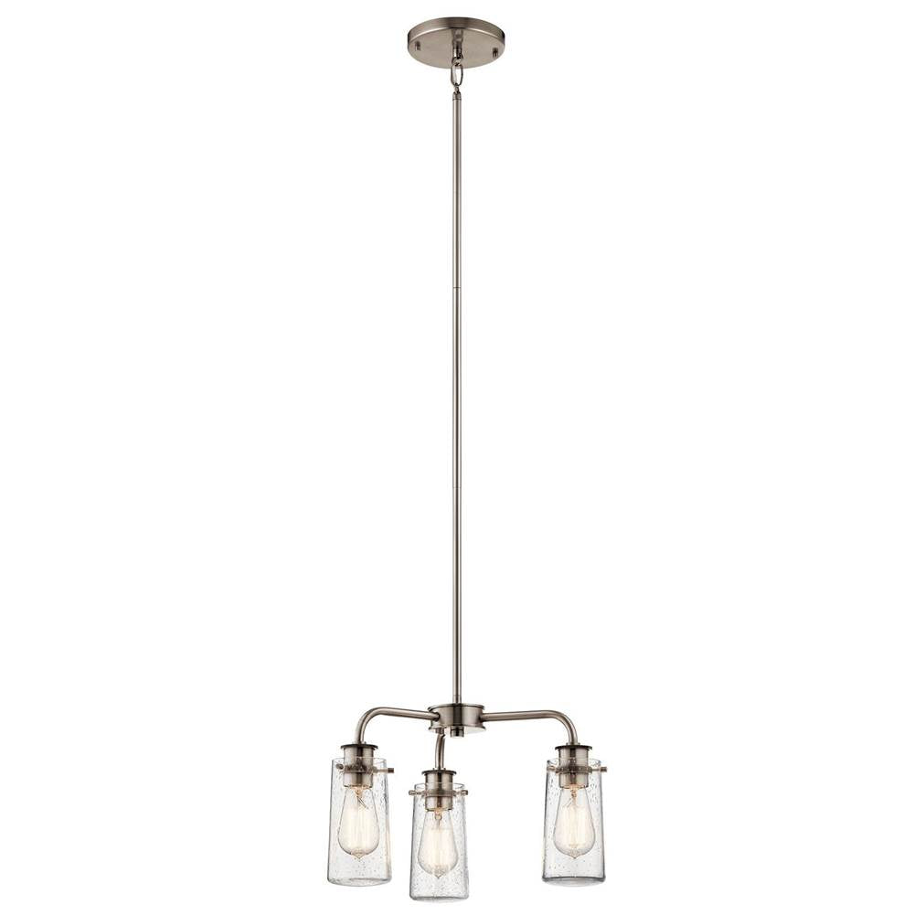 KICHLER 43057CLP Braelyn 11.25" 3 Light Mini Convertible Chandelier or Semi Flush with Clear Seeded Glass Classic Pewter
