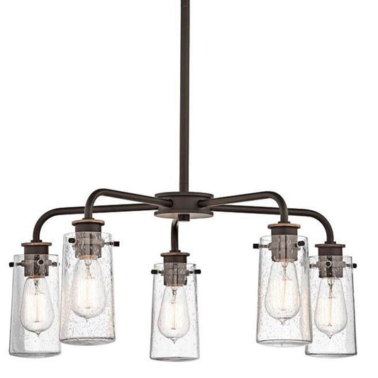 KICHLER 43058OZ Braelyn 11.25" 5 Light Chandelier with Clear Seeded Glass Olde Bronze