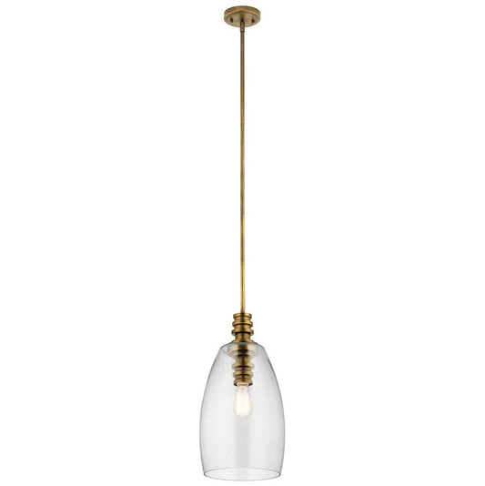 KICHLER 43090NBR Lakum 1 Light Pendant Natural Brass