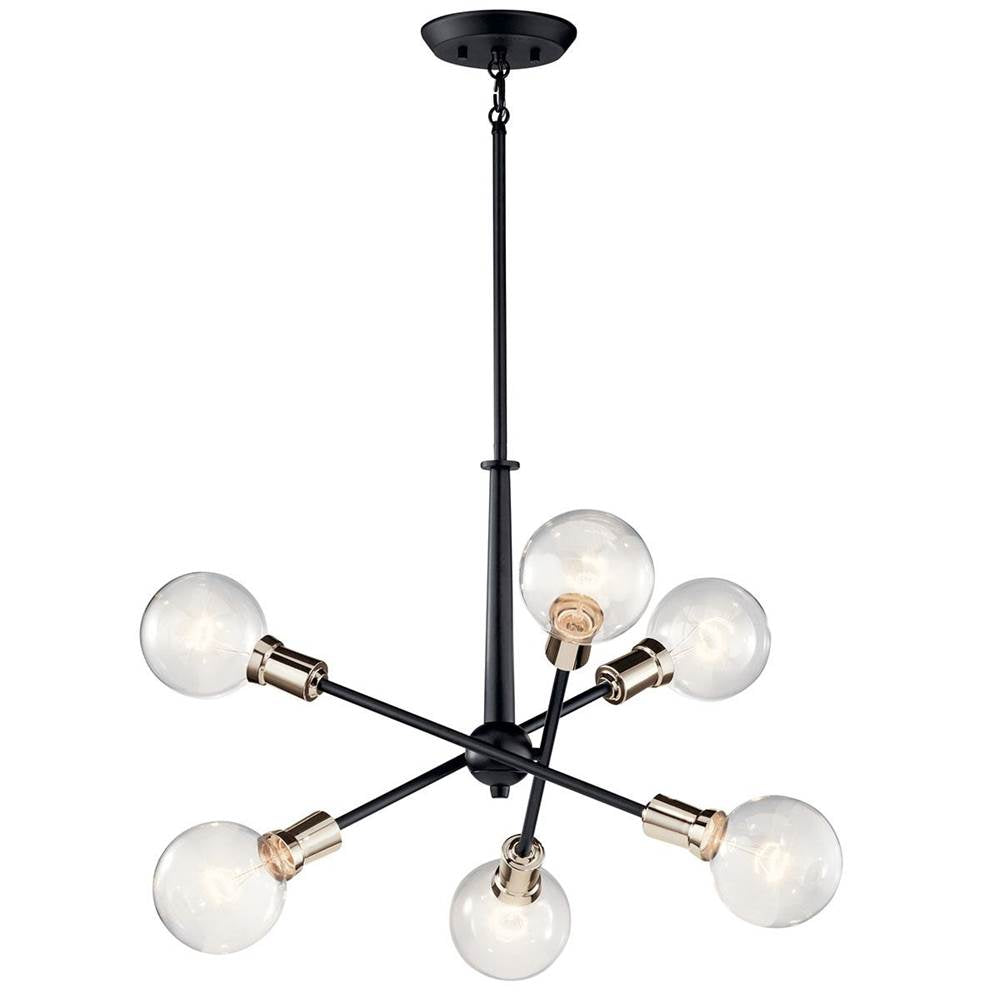 KICHLER 43095BK Armstrong 27.75" 6 Light Chandelier in Black