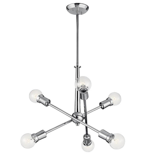 KICHLER 43095CH Armstrong 27.75" 6 Light Chandelier in Chrome