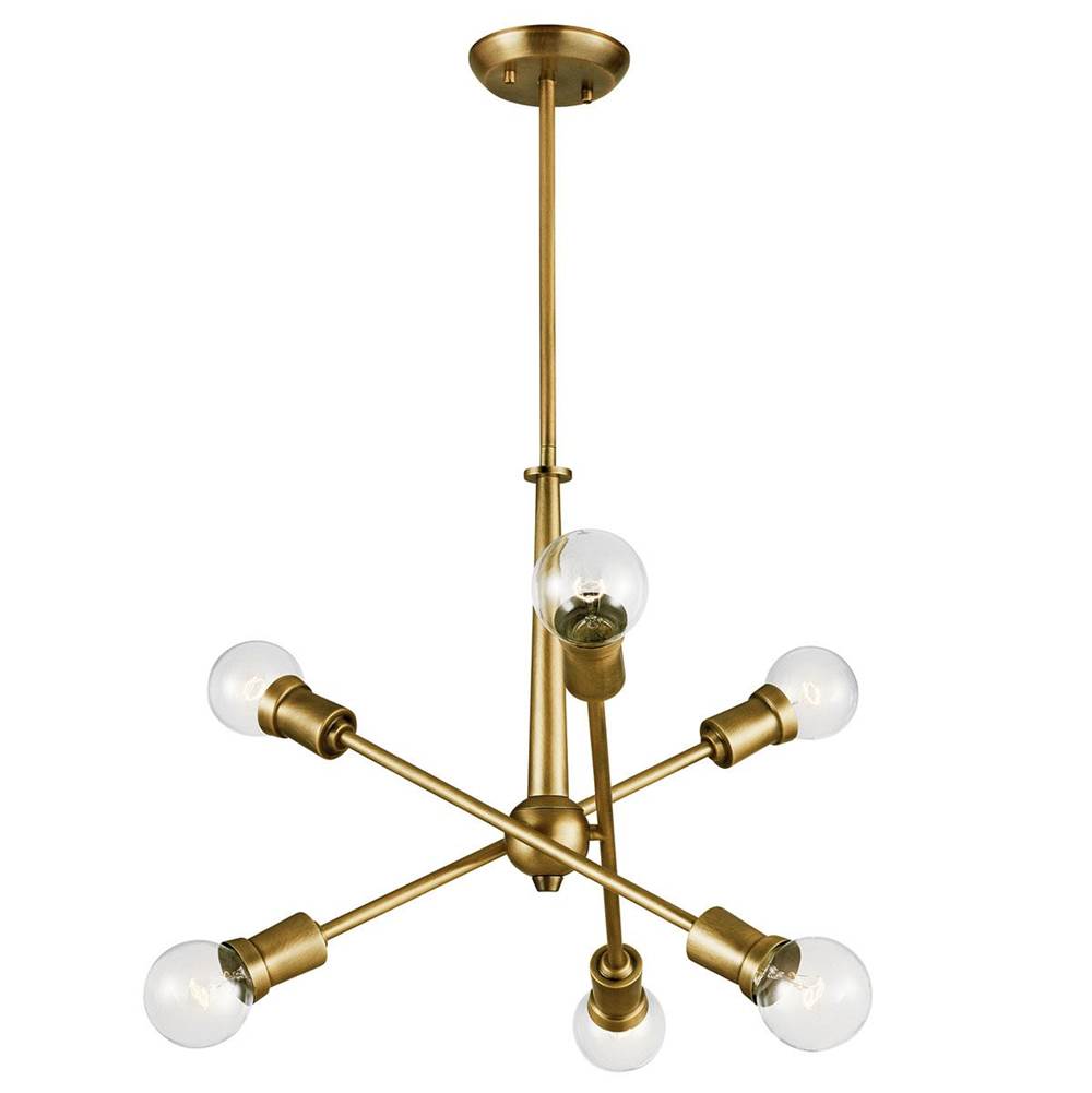 KICHLER 43095NBR Armstrong 27.75" 6 Light Chandelier in Natural Brass