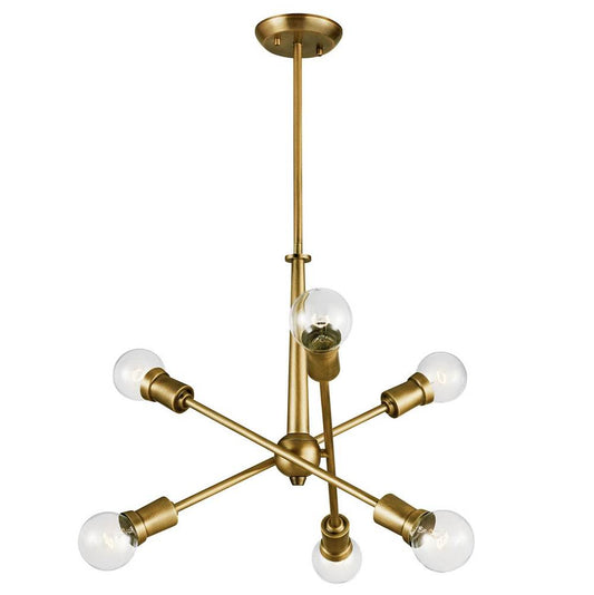 KICHLER 43095NBR Armstrong 27.75" 6 Light Chandelier in Natural Brass