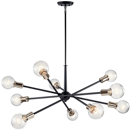 KICHLER 43119BK Armstrong 53.5" 10 Light Chandelier in Black