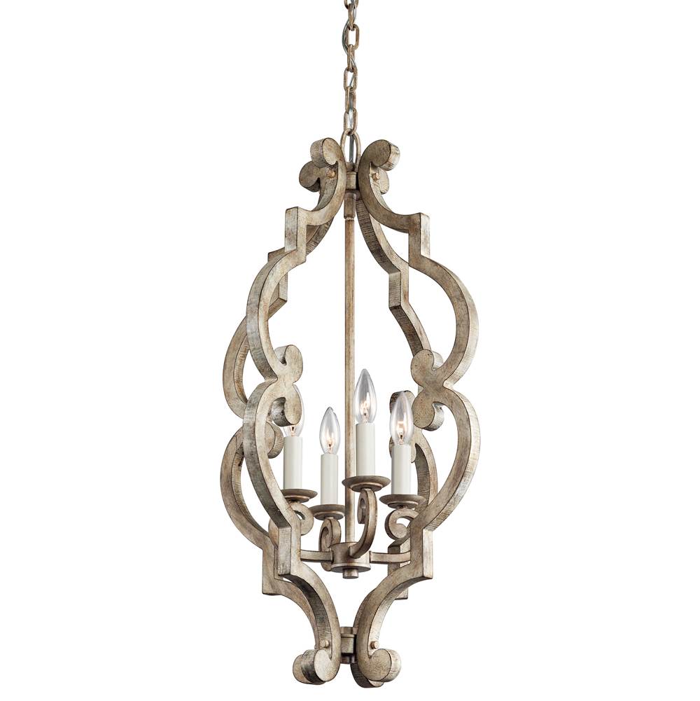 KICHLER 43255DAW Hayman Bay 4 Light Foyer Pendant Distressed Antique White