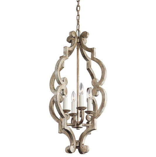 KICHLER 43255DAW Hayman Bay 4 Light Foyer Pendant Distressed Antique White