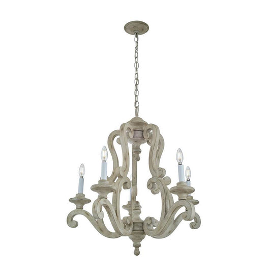 KICHLER 43256DAW Hayman Bay 29.75" 5 Light Chandelier in Distressed Antique White